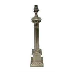 Metal corinthian column table lamp, H47cm