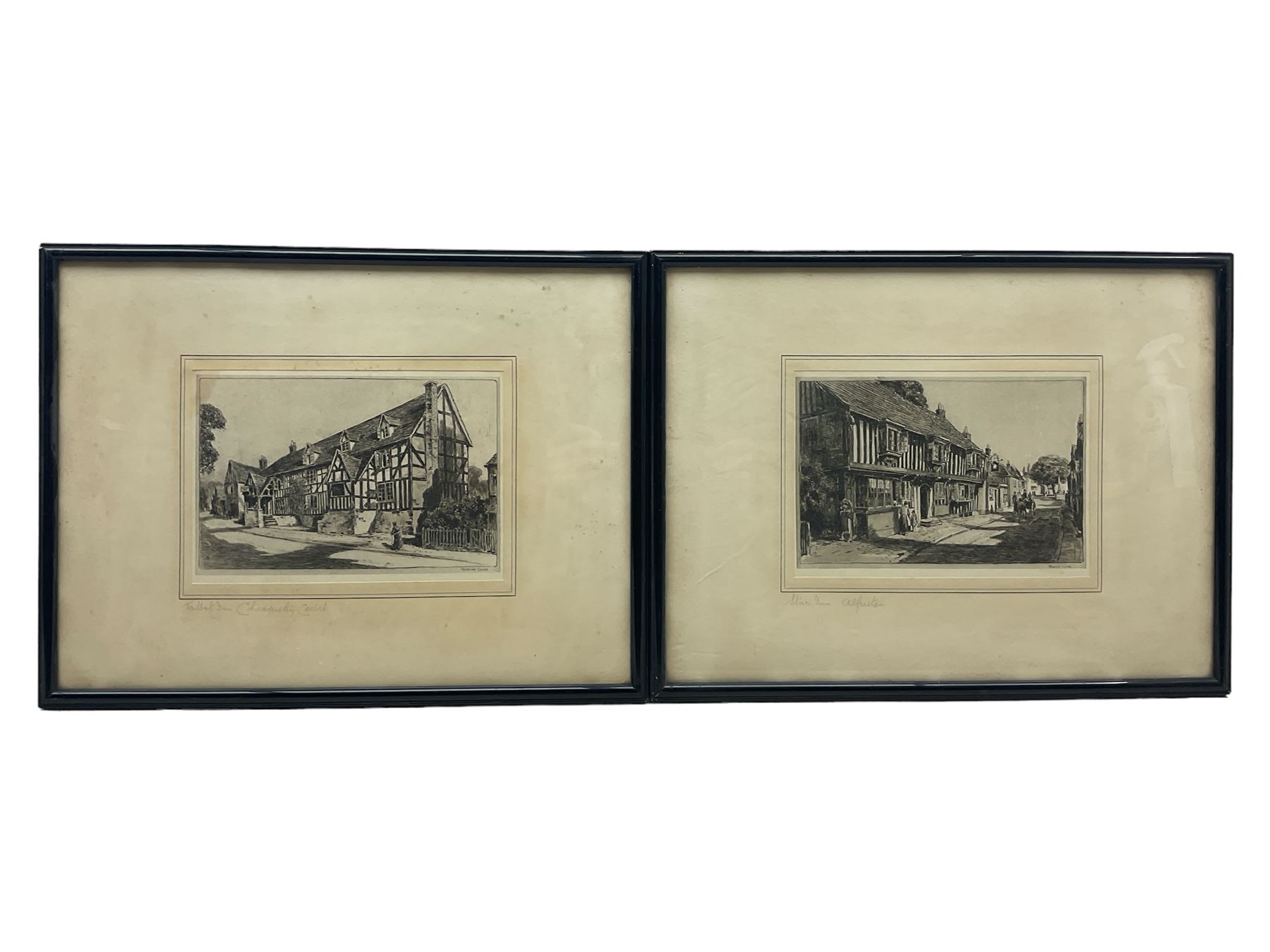 After Preston Cribb (British 1876-1937): 'Talbot Inn Chaddesley Corbett' Kidderminster and 'Star Inn Alfriston' Wealden, pair monochrome prints (2)