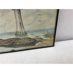 Austin Smith (British early 20th century): Coastal Scene, watercolour signed and dated 1919; Coastal Lighthouse, watercolour initialled THH 15cm x 22cm (2)
