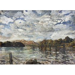 Adam Francis Watson (Sheffield 1859-1932): Catbells from Derwentwater, oil on canvas unsigned 30cm x 40cm 
Notes: Watson was an important Sheffield-based architect, one half of the architectural firm Holmes and Watson alongside Edward Holmes (1859-1921). Together, they were responsible for many fine public and private buildings in the north of England. Watson was also an accomplished painter, although left the majority of his works unsigned. We are grateful to the artist's estate for their assistance in cataloguing this lot.