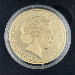 Queen Elizabeth II Bailiwick of Jersey 2014 '70th Anniversary of D-Day' gold five pound coin, cased with certificate