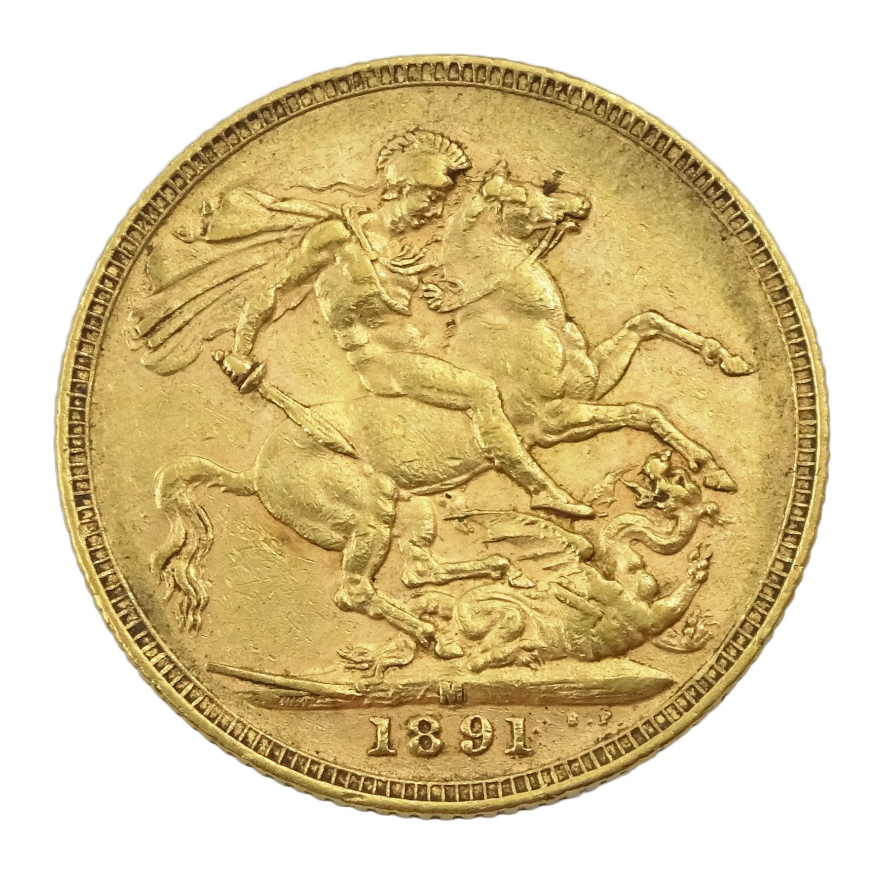 Queen Victoria 1891 gold full sovereign coin, Melbourne mint