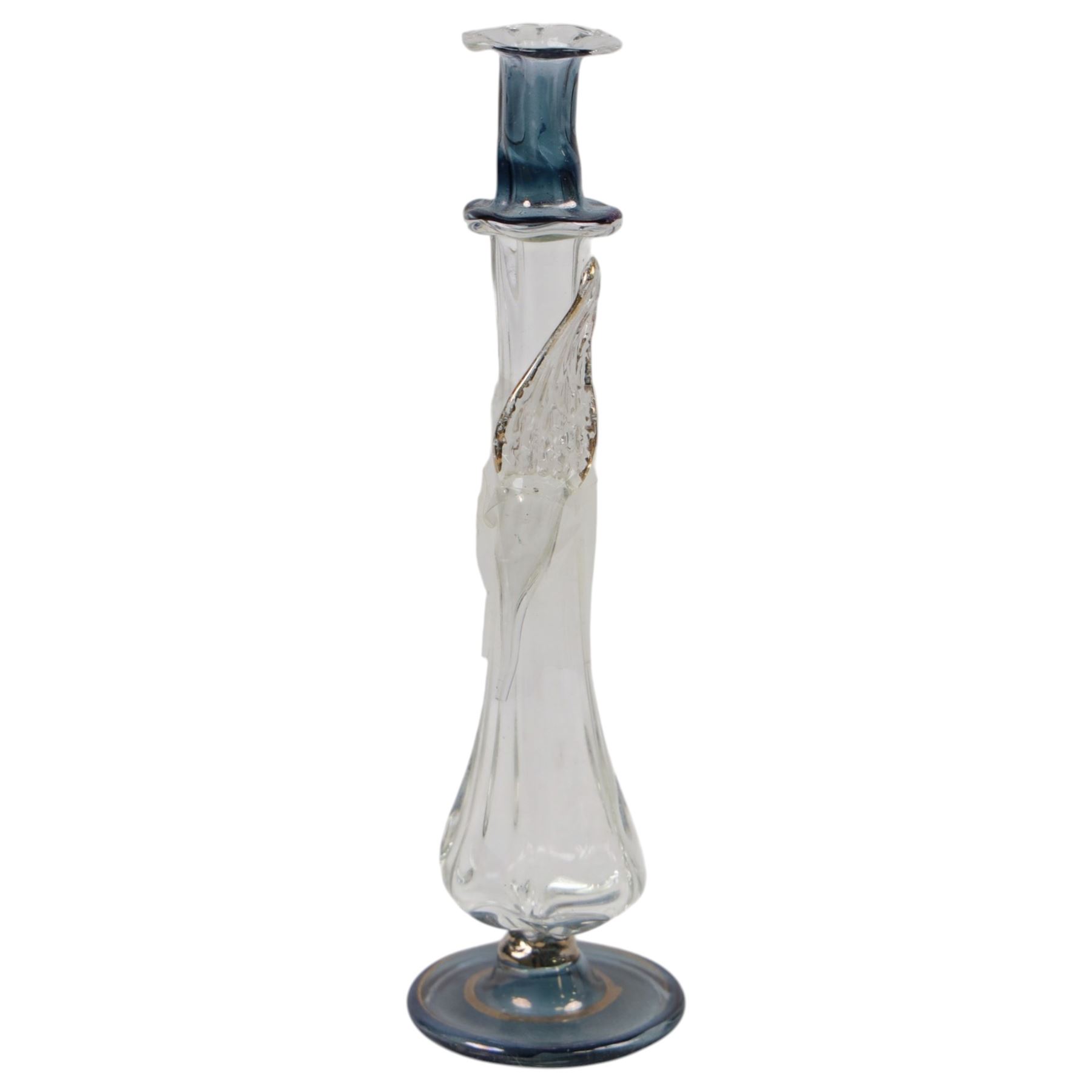 Silver mounted hand mirror, hallmarked together with silver mounted scent bottle and four other glass bottles