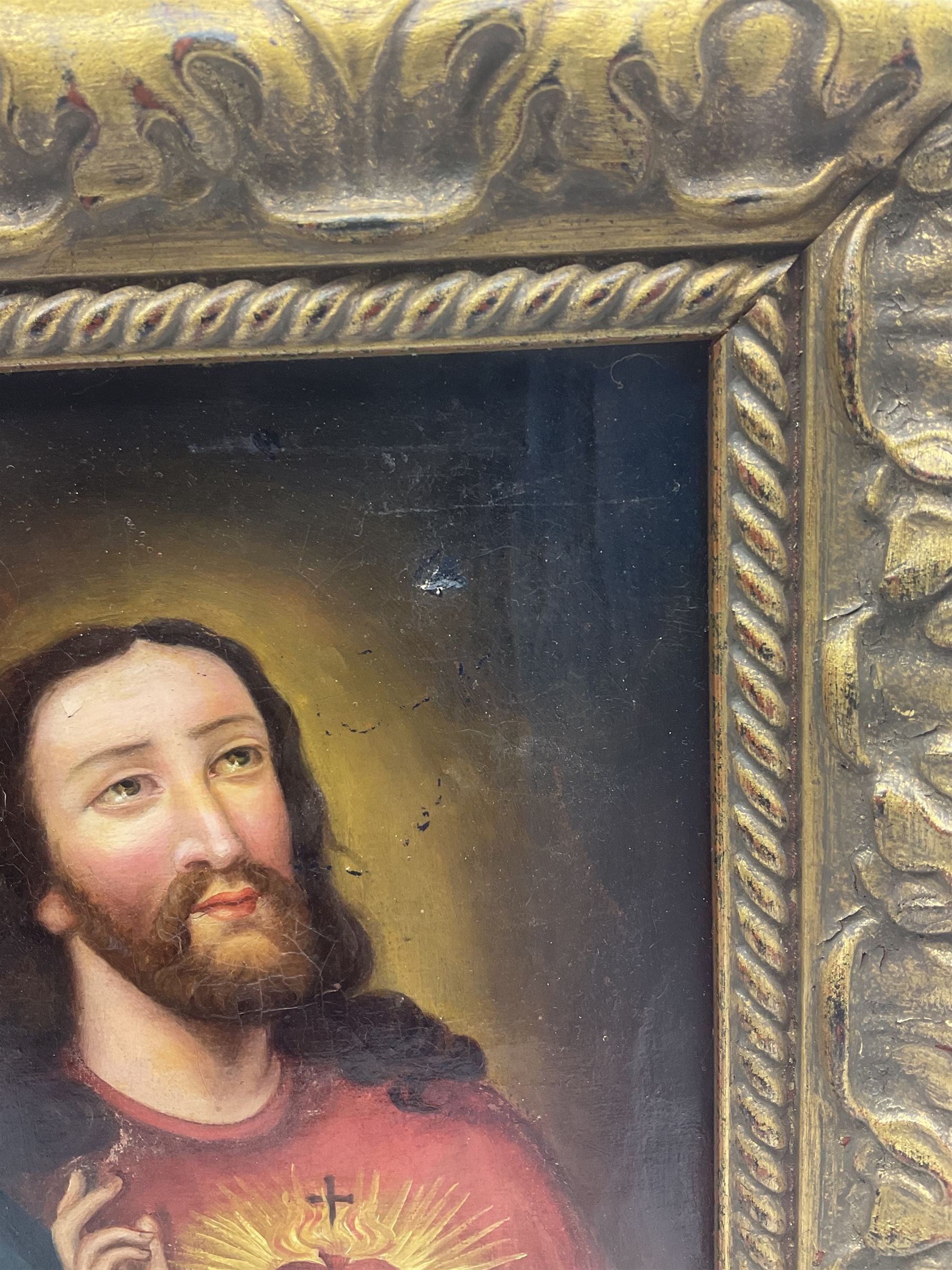 After Pompeo Girolamo Batoni (Italian 1708-1787): 'The Heart of Jesus', oil on canvas unsigned 22cm x 18cm