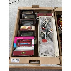 Large collection of toy vehicles including Great British Classics London 2012 Olympics Bus, Matchbox Battle Kings K105 Hover Raider and Dinky Toys Joe's Car 102, together with a collection of Disney figurine ornaments, variously boxed