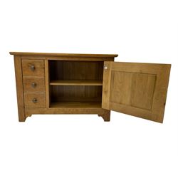Campagne collection - oak sideboard, fitted with three drawers and one cupboard 