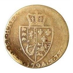 George III 1794 gold 'spade' guinea coin