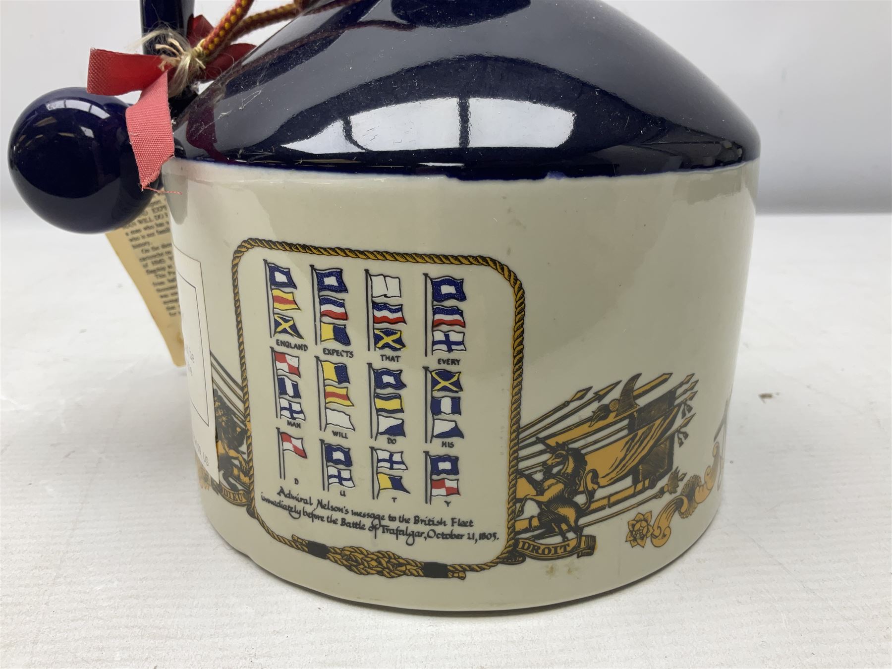 Pussers, British Navy rum, 1 litre, 95.5 proof, in a ceramic flagon