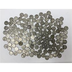 Approximately 740 grams of Great British pre 1947 silver one shilling coins
