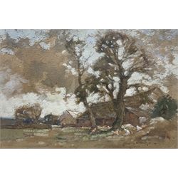 G D Marshall (British 19th/20th Century): Chickens Feeding by a Farmhouse, watercolour hei...