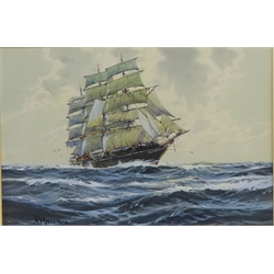  A D Bell (AKA Wilfred Knox British 1884-1966): Sailing Vessel at Sea, watercolour signed and dated 1998, 24cm x 35cm  