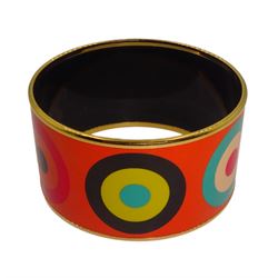 Hermès 'Dancing Circles' gold plated enamel bangle, with original pouch 