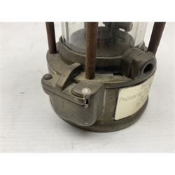 Miners Lamp The Protector, Eccles no 3533, with engraved plaque, H26cm