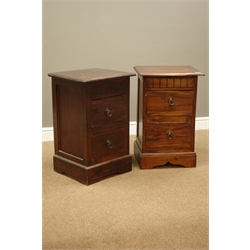  Pair hardwood two drawer bedside chests, W45cm, H70cm, D38cm  