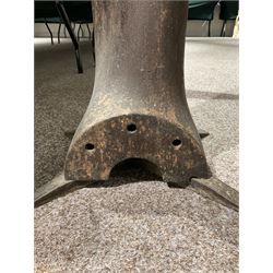 WWI wooden propeller blade from a Royal Aircraft Factory S.E.5, mounted on a four-legged metal base