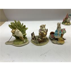 Border Fine Arts Beatrix Potter figures, to include Tableau no. 669814, The Tale of Ginger and Pickles no.A0460, Peter Rabbit in the Garden 739499, Mr Jeremy Fisher A0621, Tabitha Twitchit Brushing Kittens A0625, many with original boxes  