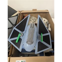 Collection of Star Wars vehicles, including Nerf Rogue One Tie Fighter, Force Link X-Wing, The Force Awakens Xwing, Force Link Kylo Ren's Tie Silencer and Hasbro U-Wing