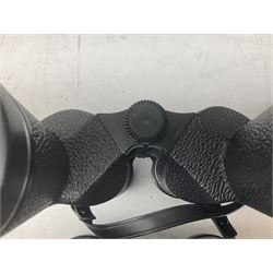 Nine cased pairs of binoculars to include Lieberman & Gortz 12x50, Frank Nipole 8x56, Uniscope, Hoya mark II 8x40, Porst 8x56 etc