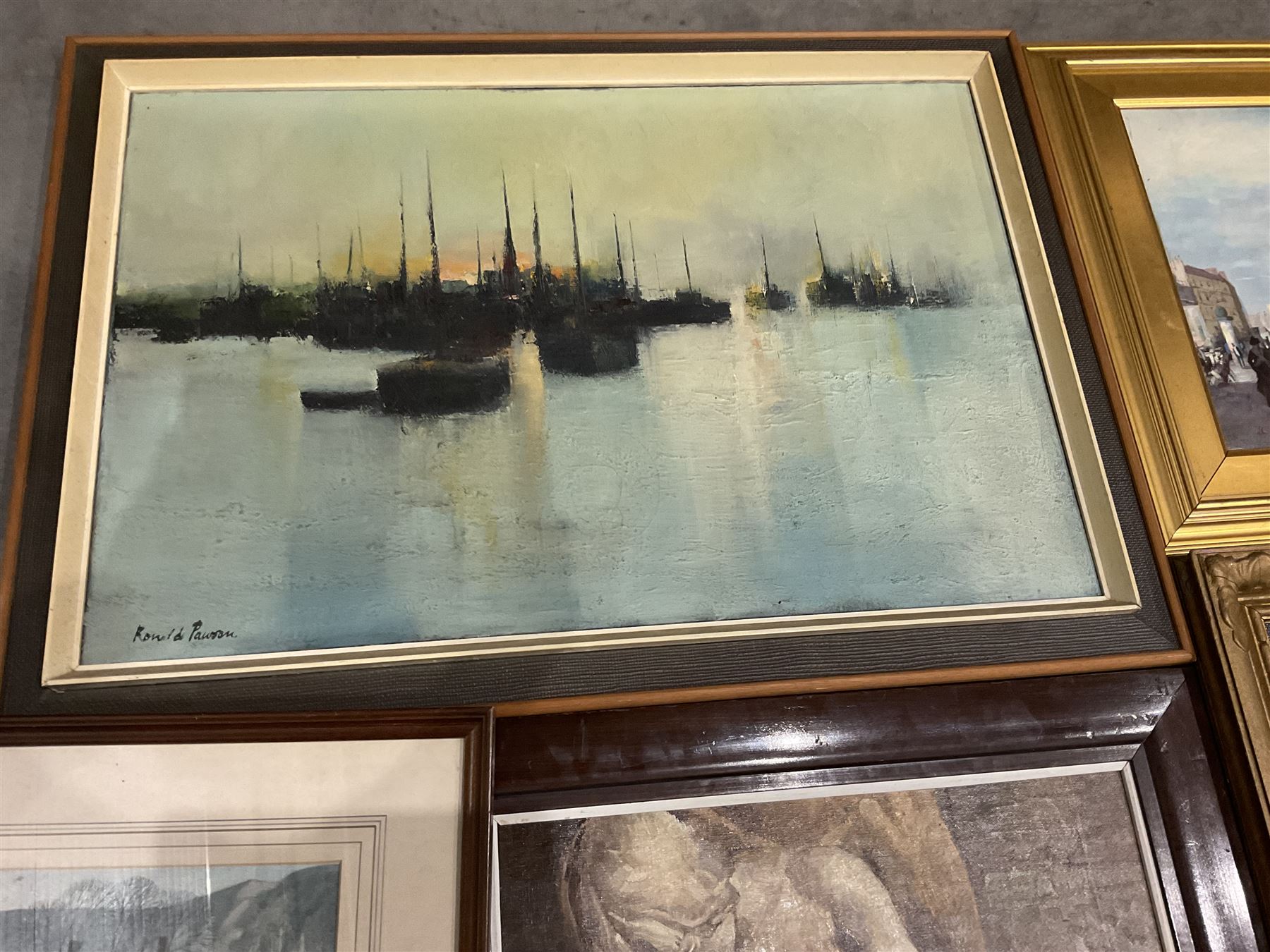 Collection of paintings in various media, artists including George Stanfield Walters, Fred Baird, Ronald Pawson, Alan Stuttle, Lila Miller, etc (14)