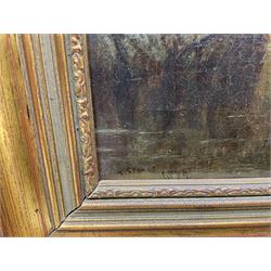 Thomas Spinks (British 1847-1927): Punting on the River, oil on canvas signed and dated 1879, partial title label verso 24cm x 34cm