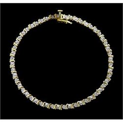 9ct gold diamond line bracelet, hallmarked