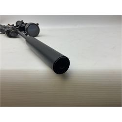 Crosman Air Guns Model 2250B .22 CO2 air rifle, with sound moderator, VLife 3-9 x 40 telescopic sight and Model 1399 Custom skeleton stock, serial no.700B25270, L91cm; with quantity of CO2 gas canisters, 