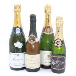 Mixed champagne; Chateau D'ay Ayala & Co 1919, Oudinot a Epernay, Antoine de Clevecy and Lanson Black Label, various contents and proof (4)