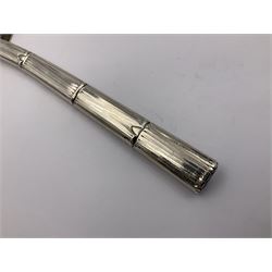 Mid/late 19th century Gorham silver serving spoon, circa 1863-1890, the bowl modelled as an oyster shell with silver gilt interior, affixed to the bamboo handle with silver twine, the bowl with marks for Gorham and impressed Sterling 330, L26.5cm
