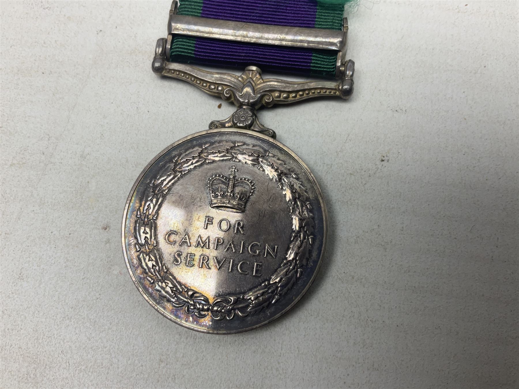 Elizabeth II General Service Medal with Northern Ireland clasp awarded to 24197417 Pte. S.P. Moylan R. Anglian; with ribbon