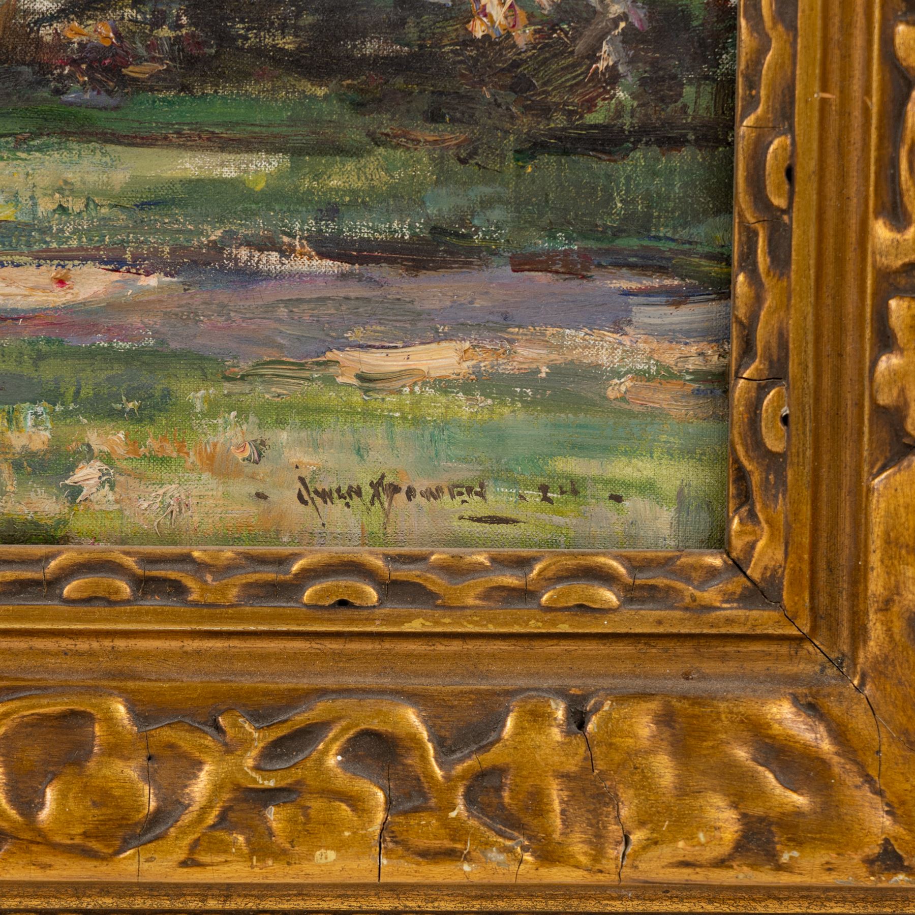 Owen Bowen (Staithes Group 1873-1967): Cattle Resting in Summer Shade, oil on canvas signed and dated '24, 42cm x 52cm