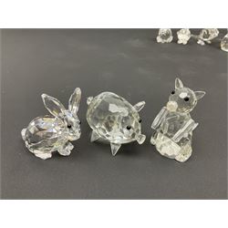 Collection of Swarovski Crystal animals, to include hedgehogs, snails, birds, mice and snakes, etc