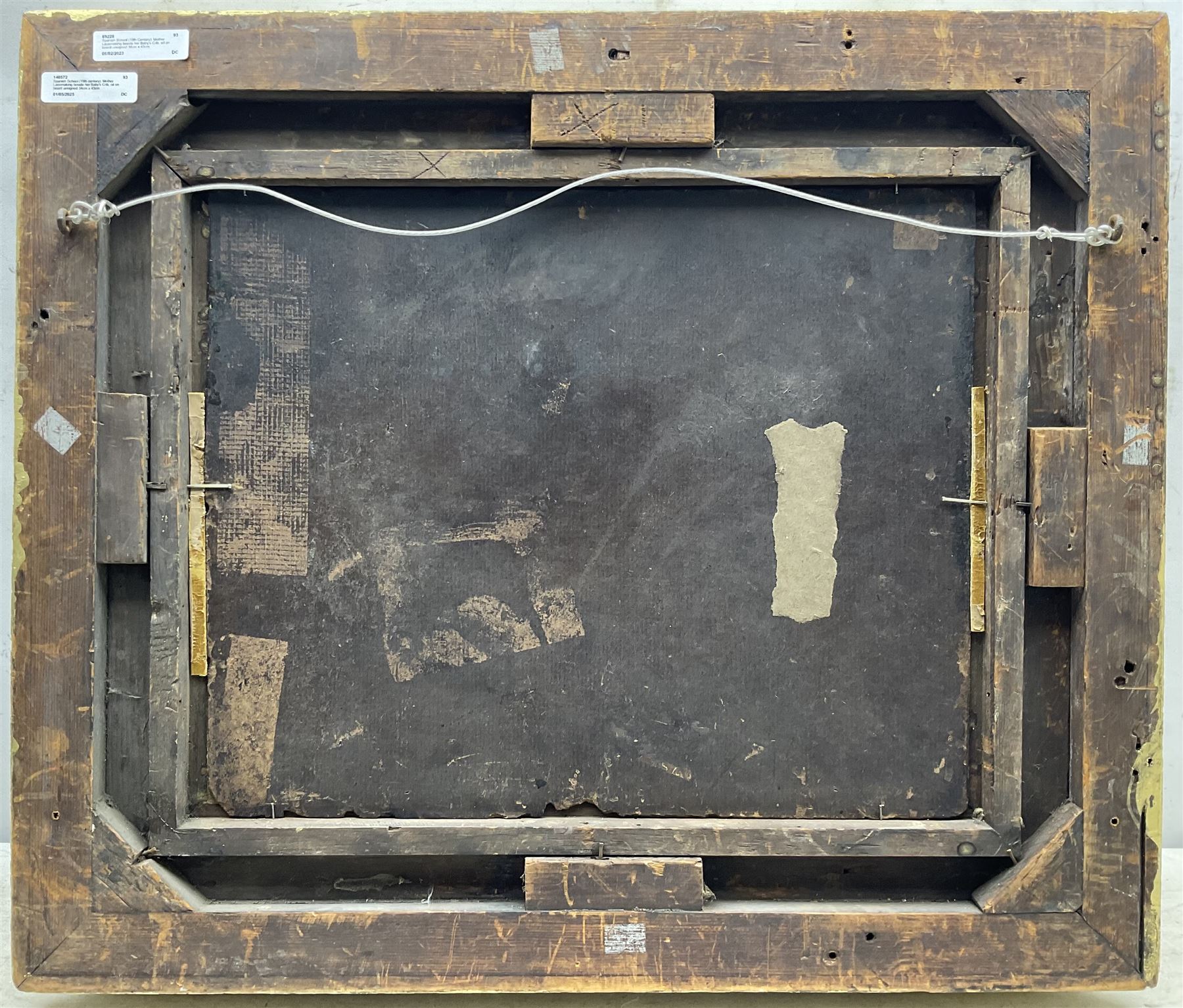 Spanish School (19th century): Mother Lacemaking beside her Baby's Crib, oil on board unsigned 34cm x 43cm