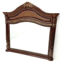 Kevin Charles mahogany framed bevel edge arched wall mirror