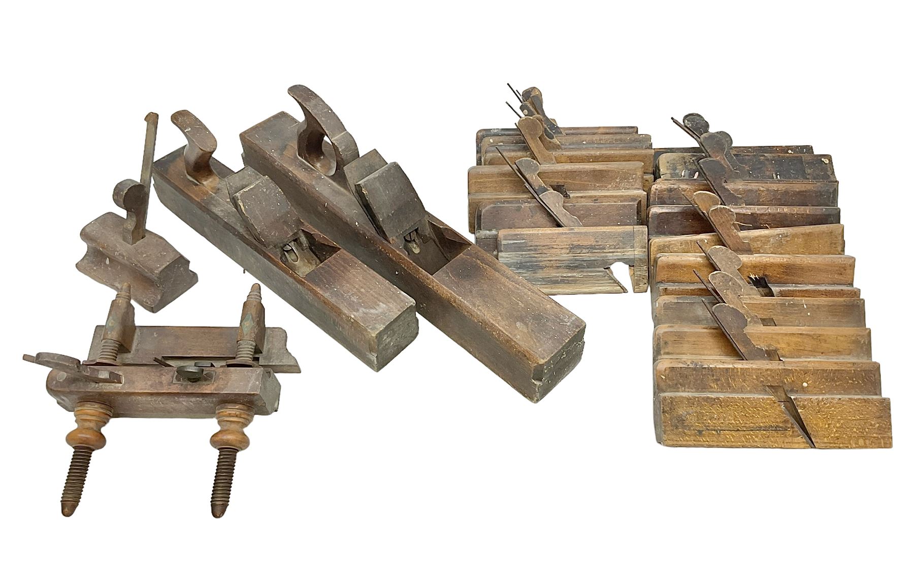 Large collection of woodworking planes, to include examples by marsden brothers 