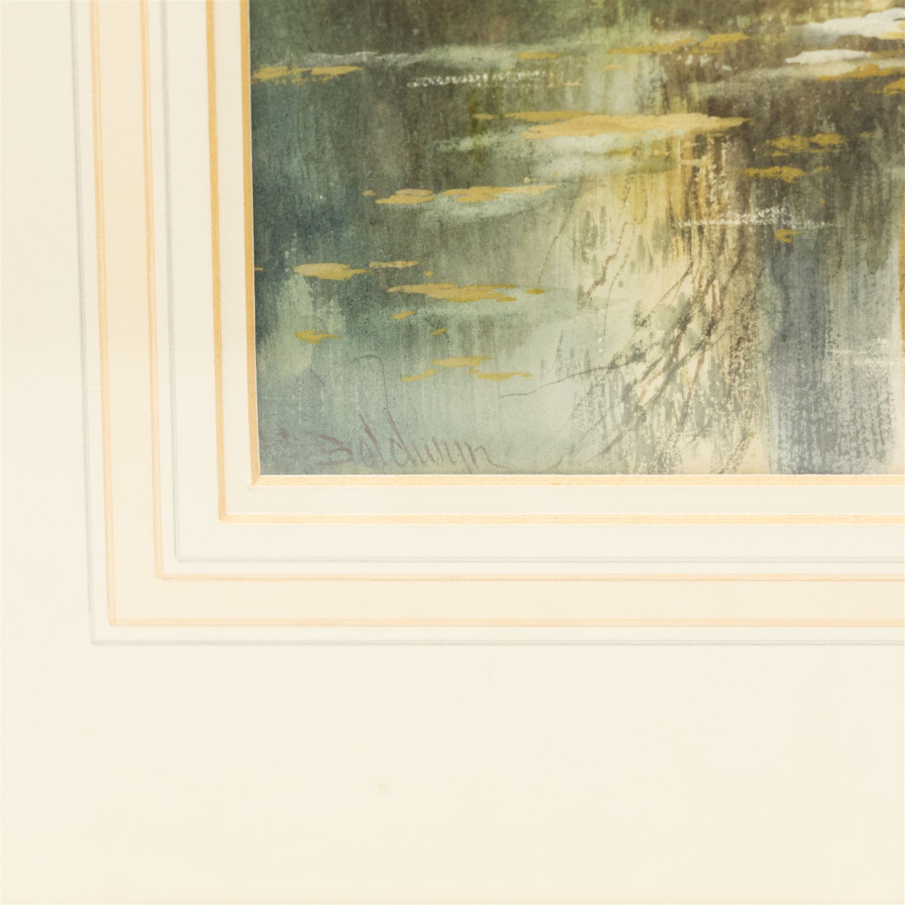 Charles Henry Clifford Baldwin (British 1849-1943): Woodland Lake Scene with Birds and Pheasants, set three watercolours signed max 45cm x 29cm (3) 
Notes: Baldwin was a longstanding artist for Royal Worcester