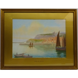  Whitby from West Pier', early 20th century watercolour signed by Roland Stead 26cm x 36cm  