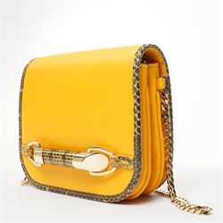 Jimmy Choo - ‘Shadow’ Mini Bag, introduced circa 2016, in mustard yellow leather with python trim and gold-tone chain shoulder or crossbody strap and hardware, unused with original dust bag