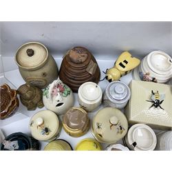 Large collection of honey pots, of various shapes, to include examples from Crown Devon, Marutomo ware, W.H Gloss, Goebel etc 