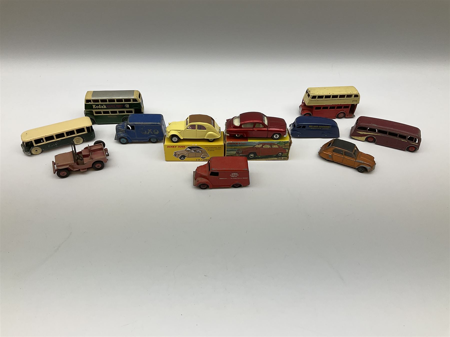 Dinky Saab 96 diecast car No.156, boxed; French Atlas 2 CV 'Citroen