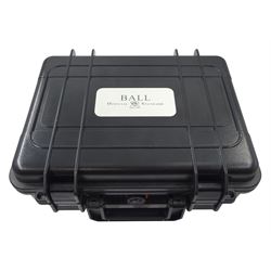 Ball Engineer Hydrocarbon Deepquest gentleman's titanium automatic chronometer wristwatch, Ref. DM3000A-SCJ-BK, black dial with baton hour markers, date aperture and unidirectional rotating bezel, on titanium and stainless steel bracelet, boxed with additional links and warranty certificate dated 2019