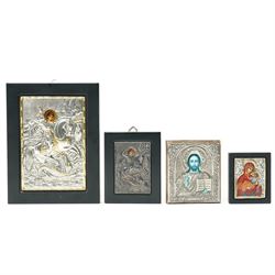 Ciarte - Copy of a silver mounted Byzantine icon of St George, 925 standard 15cm x 10cm, a...