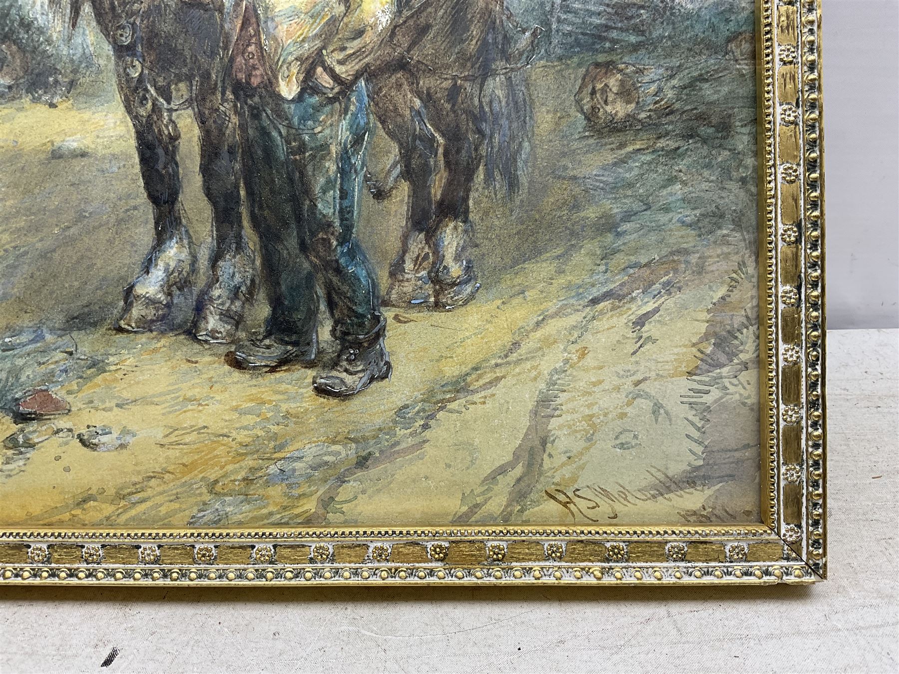 Harden Sidney Melville (British 1824-1894): Market Day Preparations, watercolour signed and dated 18*, 35cm x 52cm 