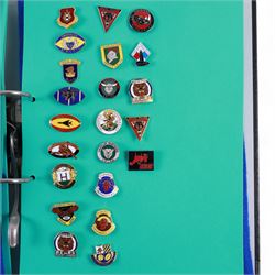 Amateur rugby league enamel badge collection, teams including Birmingham Bulldogs, Bridlington, Dudley Hill, Duke of York, Edinburgh Eagles, Guiseley, Rangers, Huntingdon, Keighley Town, Leigh Miners, Pilkington Recs, St Josephs, Thornhill Trojans, West London Sharks etc, all displayed in three folders and six amateur league badges from Leeds & District, Hull & District, York & District, Warrington, Lancashire County and Yorks County in box display, (approximately 270)