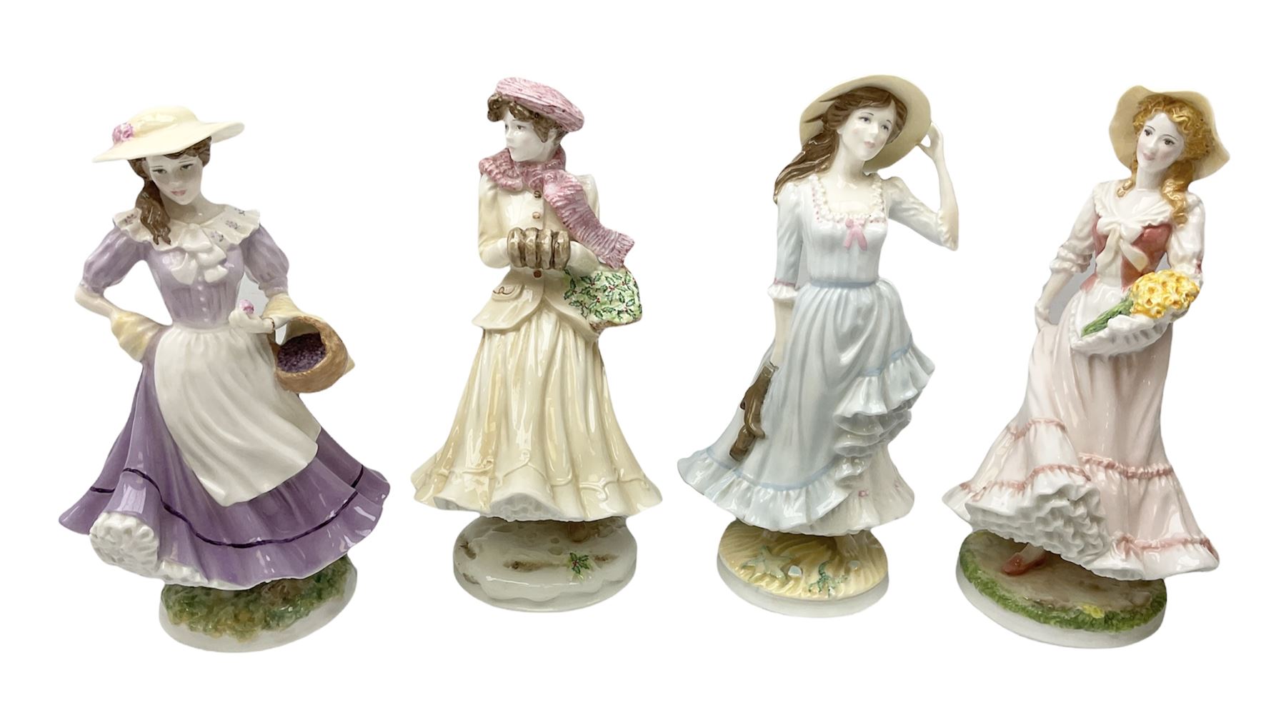 Set of four Royal Worcester limited edition figures, from the Four Seasons collection, comprising Spring, Summer, Autumn and Winter, with printed mark beneath 
