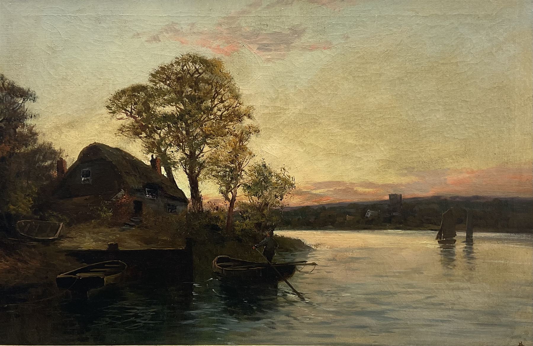 Joel Owen aka Francis E. Jamieson (British 1895-1950): Returning Home, oil on canvas signed 47cm x 72cm 