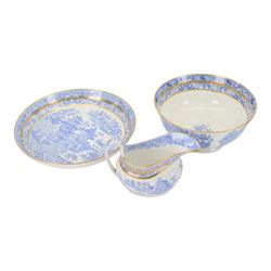 Spode tea service in Temple pattern, comprising twelve cups and saucers, open sucrier, milk jug, two side plates, together with Spode Italian pattern, six cups and saucers