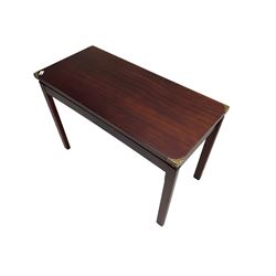 Military style mahogany side table with brass mounts