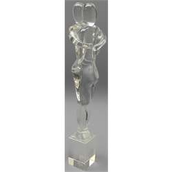  Art Glass sculpture of a couple embracing, signed H.Rysz, H41cm   