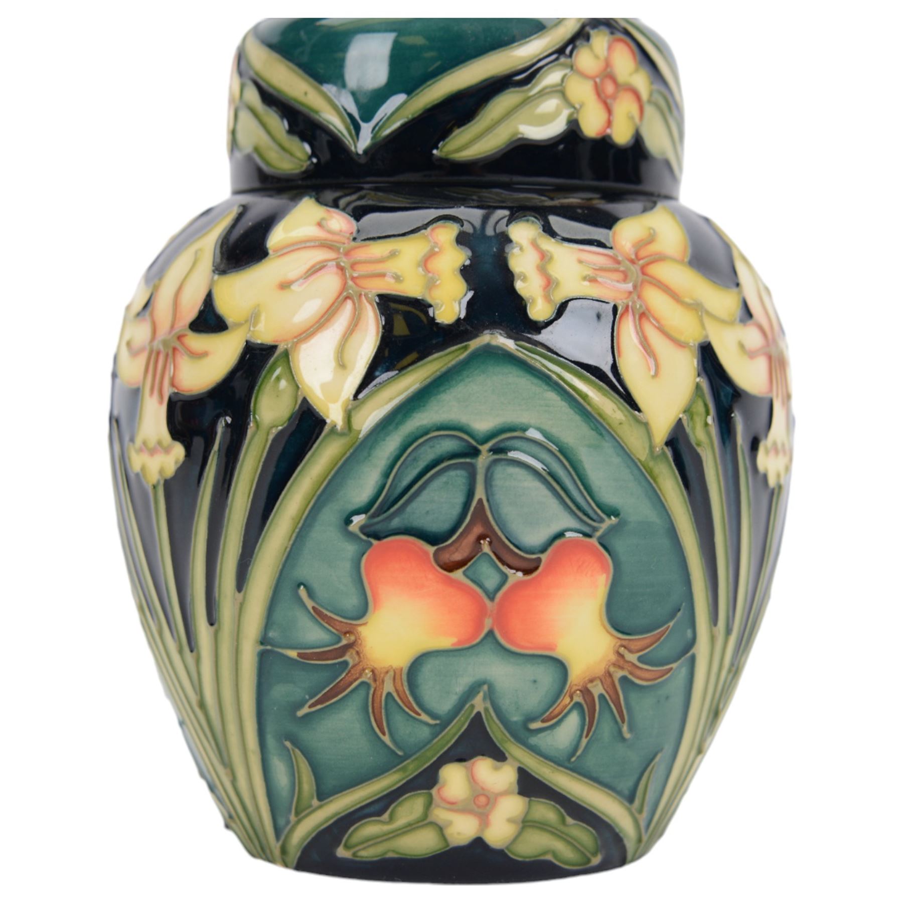 Moorcroft ginger jar in Carousel pattern, with printed mark beneath, in original box, H16cm