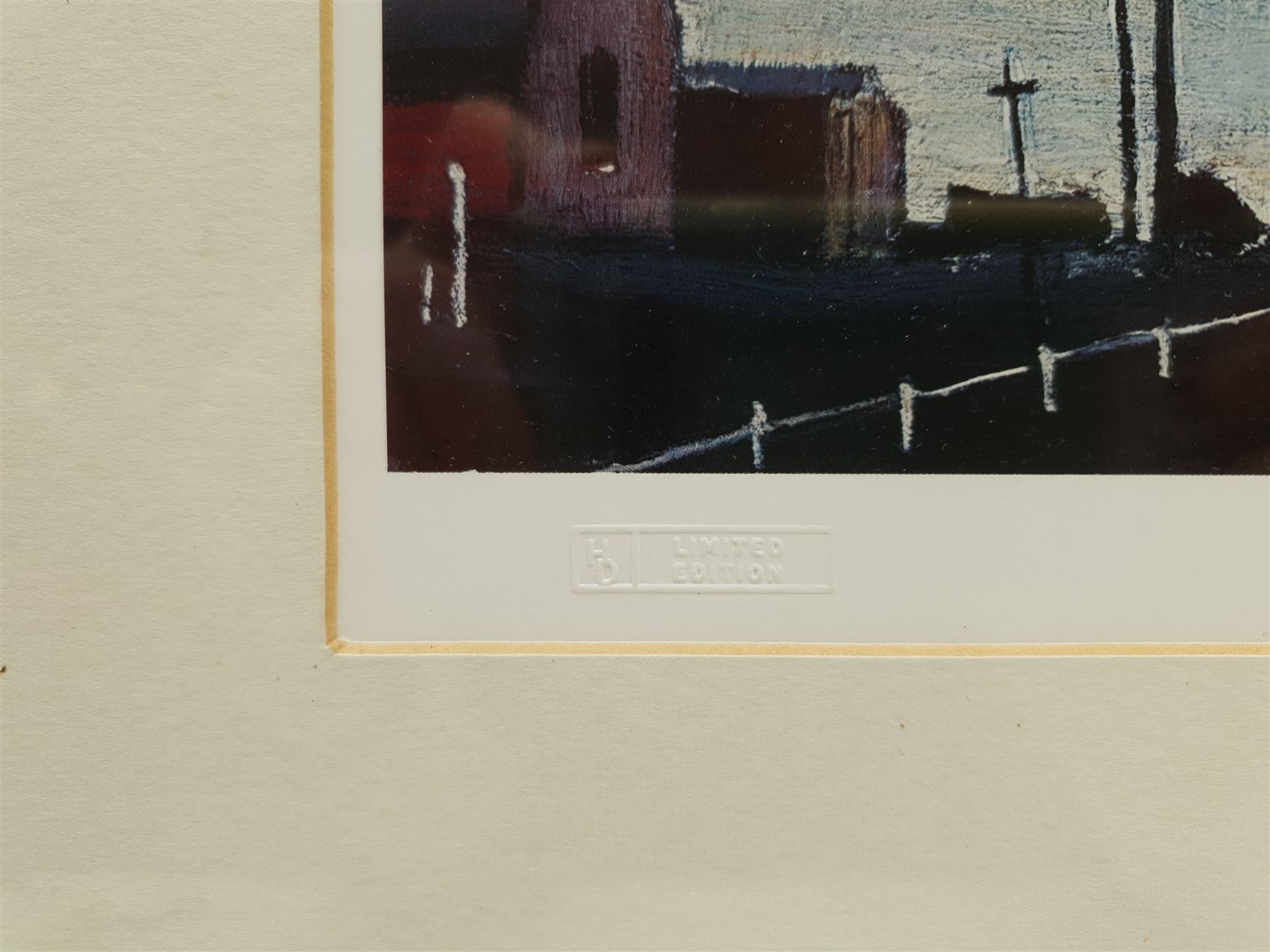 After Laurence Stephen Lowry (British 1887-1976): 'A River Bank', limited edition colour print No.592/850 with Henry Donn blindstamp, Henry Buckland COA verso 39cm x 50cm